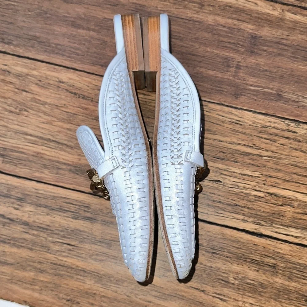 Tory Burch✨Mules Horsebit loafers RARE woven leather clogs slippers